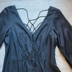 Free People Later Days Midi Button Front Lattice Back Black Dress Size 2 Photo 2