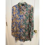VICI Agosti Paisley Satin Button Down Shirt Dress XL Multicolor Satin Tunic Photo 1