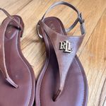 Lauren Ralph Lauren Ellington Nappa Leather Sandals 9.5 Casual Leather Flip Flop Brown Photo 2