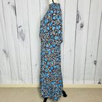 Ann Taylor NWT Blouson Midi Dress Navy Floral Sz 14 Short Sleeve Lined Photo 3
