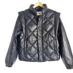 Pistola Callista Black Long Sleeve Faux Leather Convertible Puffer Jacket Vest M Photo 3