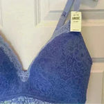 Aerie NWT Real Happy Women’s Size 38DD Wireless Lightly Lined Blue Lace Bralette Photo 9