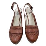 Tibi  NYC Tan Leather Burlap Wedge Platform Sandals Size 38.5 Womens 8‎ Photo 1
