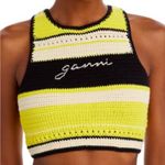 Ganni NWT  Crochet Racerback Top in Golden Kiwi Stripe Size 38 Photo 0