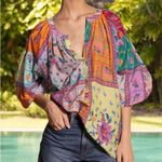 Lola Australia Twenty Shirt Animal Swirl Navy Print Cotton Coastal Resort Boho Blue Size L Photo 12