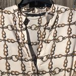 ZARA  Cream Black Brown Chain Link Horsebit Print Satin Tunic Top Coverup Blouse Photo 7