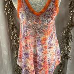 Faith Boho Beaded Sleeveless Tunic Top Medium Orange‎ Purple Tie Dye Orange Photo 1