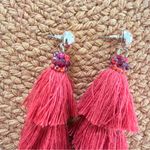 BaubleBar Red and Gold Beaded Tassel Statement Earrings Photo 1