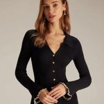 RIHOAS The Black V Neck Contrast Trim Knit Mini Dress XS Photo 4