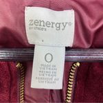 Chico's Zenergy by Chico’s Quilted Embroidered Puffer Moto Jacket Maroon Red Small Photo 12
