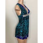 New. SKY 100% silk animal print dress with diamond belt. Normally $248 Blue Size XS Photo 4