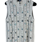 Woolrich BIRCH Tan Zip Front Floral Pattern Knit Sweater Vest Medium Photo 0