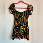 Urban Outfitters Ella Black Floral Ruffle Sleeve Bodycon Stretch Mini Dress M Photo 3