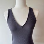 EXPRESS COPY -  Y2K One Eleven Ribbed Deep V tank Dark Grey Size S Photo 1