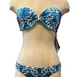 A Che Bikini Swimsuit Floral Bandeau Halter L Large New Blue Photo 0