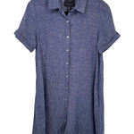 Tahari Beachy Costal Grandmacore Linen Shirt Dress Button Down Blue size XS Photo 0