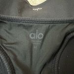 Alo Yoga  Goddess Ribbed Cropped Racerback Tank Size Medium - Black Photo 3