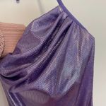 SheIn NEW NWT  SXY Backless Ruched Halter Bodycon Dress Purple Silver Iridescent Photo 10