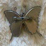 Vintage Butterfly Brooch Pin With Colorful Glitter Enamel Wings Photo 1