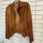 BLUR Italian Leather Distressed Blazer Jacket IT 44 / US 4 Tan Photo 3