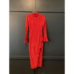 Alexis  Red Fala Lace Sheath long sleeve cocktail formal Midi dress S Photo 3