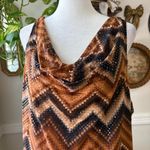 Vintage Y2K MKM Brown Chevron Earthy Cowl Neck Retro Tank Top Size 2X Photo 1