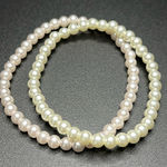 Women’s vintage dainty set of 2 white/pink faux pearl beaded bracelets‎ one size White Photo 0