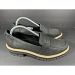 Toms  Women's Cara Black Leather Lug Loafers Size 10 Photo 2