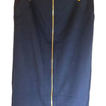 Catherine Malandrino  Size 8 Navy Pencil Skirt‎ Gold Zipper Front Stretch Photo 0