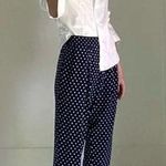 Anthropologie Saturday Sunday /  Lobelia Printed Ankle Tie Jogger Pants Navy M Photo 0