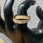 Michael Kors  Rose Gold Tone Baguette Pave Crystals Interlocking Ring Size 7.5 Photo 1