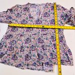 Lucky Brand Victoria Long Sleeve Baby Doll Flowy High/Low Hem Top M multicolor purple Photo 5