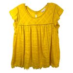 John Paul Richard Large Top Yellow Cap Sleeve Blouse Raw Boho Boxy Gauzy 1684 Photo 1