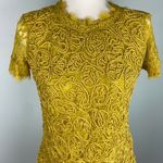 ZARA NWT  Yellow Guipure Lace Dress Keyhole Back Rope Lace Size S Photo 3