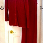 Barbara Lesser burgundy knit Cardigan and sleeveless maxi dress. Size S. Red Photo 0