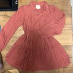 Burnt terracotta orange babydoll buttoned dress Photo 0