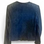 Departure Vintage Dark Blue Distressed Nubuck Leather Collarless Jacket Size 44 Photo 1