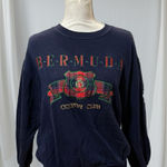 Vintage Bermuda Country Club Sweatshirt Capital USA Navy Crewneck Blue Size L Photo 0