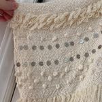 Ulla Johnson Bennie Wrap Cream OS One Size Fits Most Knit Cotton Fringe Sequins Photo 5
