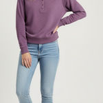 Outdoor Supply Co Purple Henley Pullover Sweatshirt Medium Snap Front Fleece‎ Photo 0