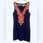 Lilly Pulitzer Size 0 Gabby Shift Cotton Dress True Navy Dress Pink Embroidery Photo 1