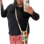 None Crocheted Multicolor Crossbody Bottle Holder Cotton Bag Photo 0