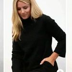 Burgess Lauren tunic mockneck sweater cotton + cashmere size small Black Photo 0