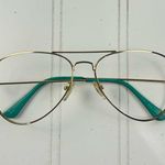 Lilly Pulitzer Gold Wire Frame Sunglasses ā Teal Temple Tips, No Lenses Photo 6