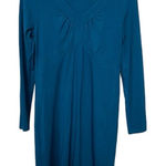 Athleta  Senorita Blue Teal V-Neck Long Sleeve Organic Cotton Dress Large Tall Photo 0