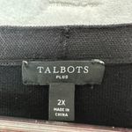 Talbots  Plus 2X Black V-Neck Sweater Sheer Puff Sleeve Top Stretch Elegant‎ Chic Photo 2