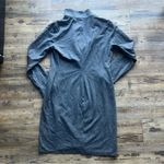 Ralph Lauren Lauren Womens Gray Knit Dress LS Brown Lamb Leather Trim Size 10 Photo 6