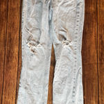 ZARA  Distressed Straight-Leg Jeans • Raw Hem • Light Wash • Size 6 Photo 0