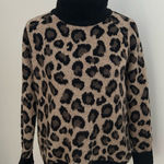 Cynthia Rowley Black and Tan Leopard Cowl Neck Sweater small Photo 0
