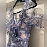 Tobi Blue Floral Organza Double Ruffle Sleeve & Neckline Mini Dress - S Photo 7